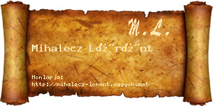Mihalecz Lóránt névjegykártya